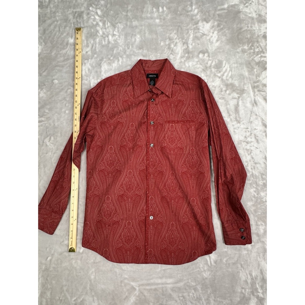 CLAIBORNE Red Paisley Blouse Dress Shirt Size Medium